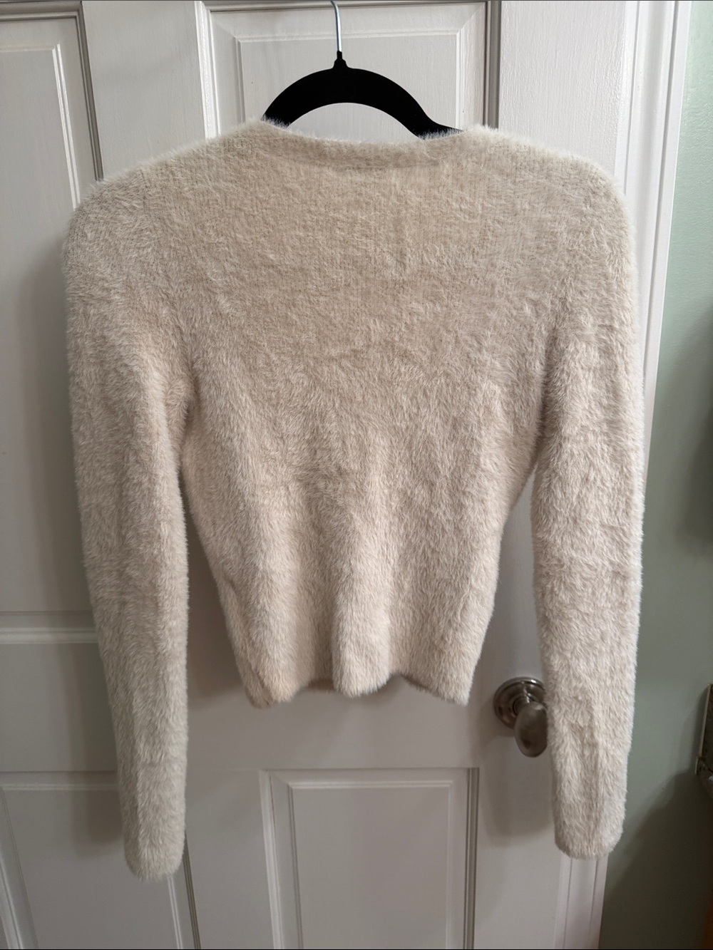 Women's Cream Fuzzy V-Neck Button Cardigan - Abercrombie - Picture 2 of 2